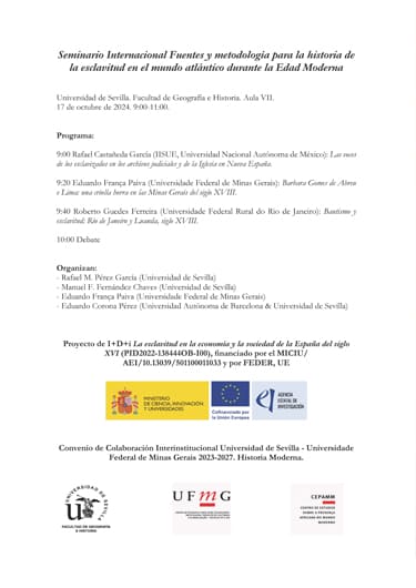 Seminario Internacional: Fuentes y metodología para la historia de la esclavitud en el mundo atlántico durante la Edad Moderna