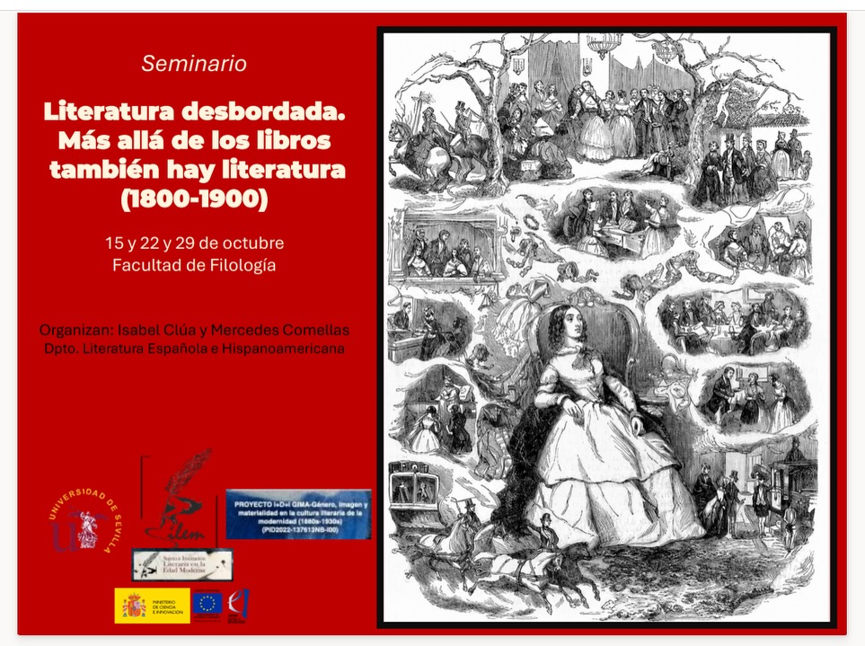 Cartel del seminario «Literatura desbordada. Más allá de los libros también hay literatura (1800-1900)»